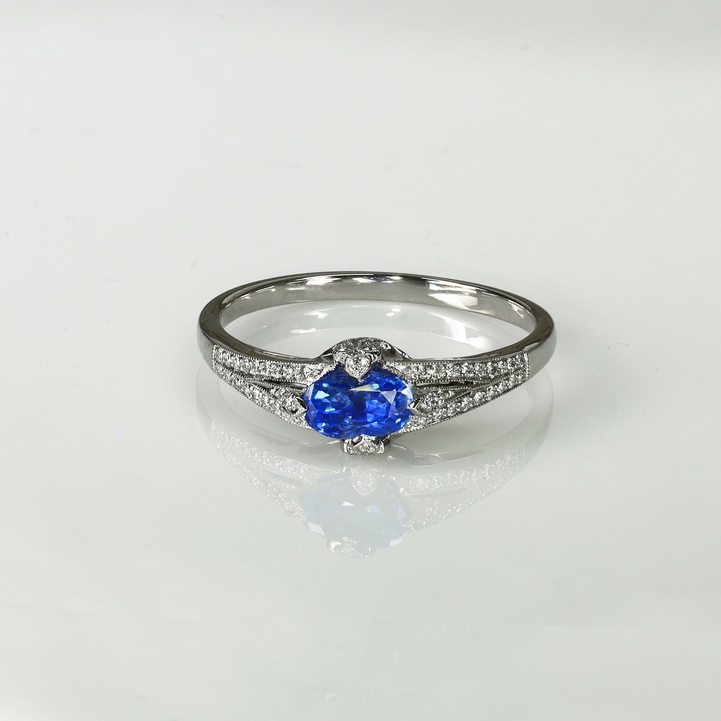 0.6ct Art Deco Platinum Kashmir Ring GRS Cornflower #1210