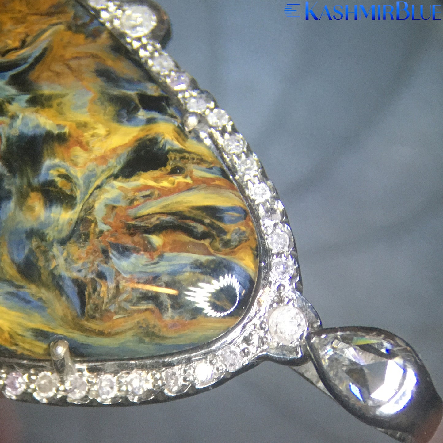 36ct Diamond & Pietersite Silver Pendant