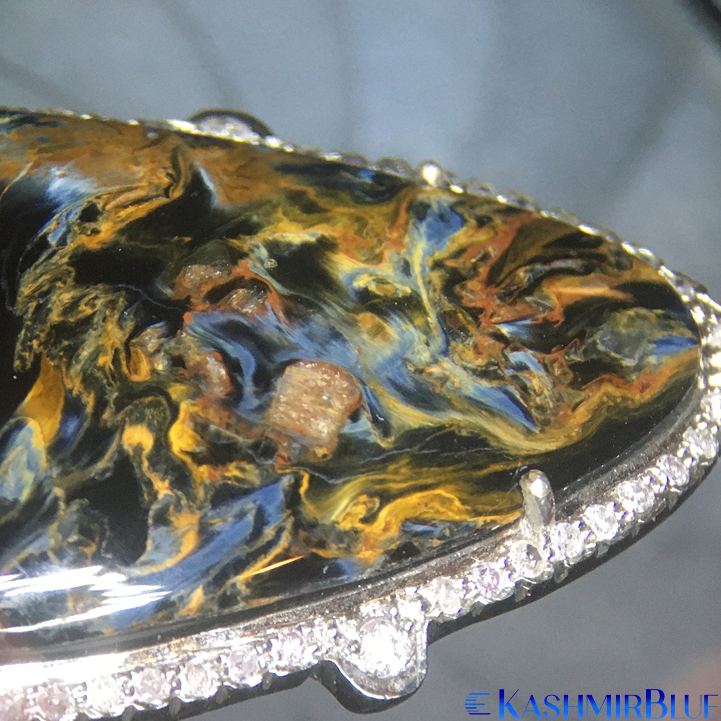 Diamond & Pietersite Silver Pendant 36ct #2264