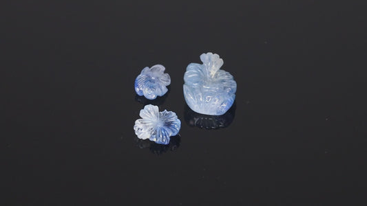 19cts Floral suite Carvings No Heat Kashmir Sapphire