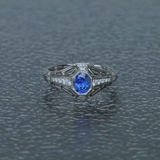 1ct Open Blue Kashmir Sapphire Platinum Ring