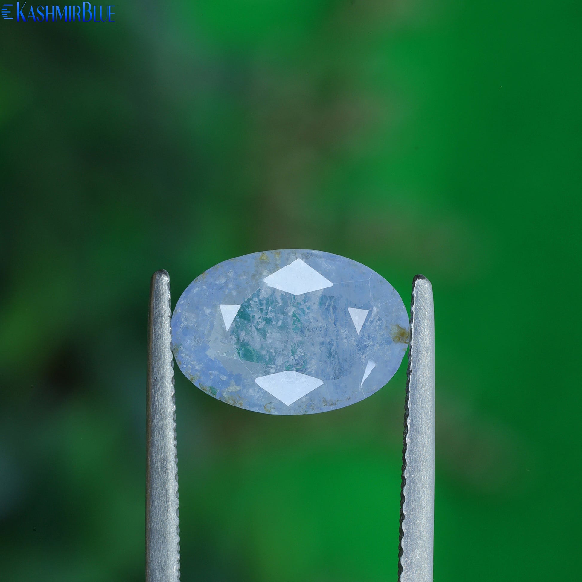 Old Mine Kashmir with silk particle inclusions
