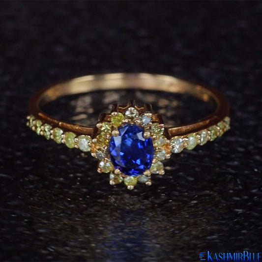 Yellow Diamond & Kashmir Sapphire Ring