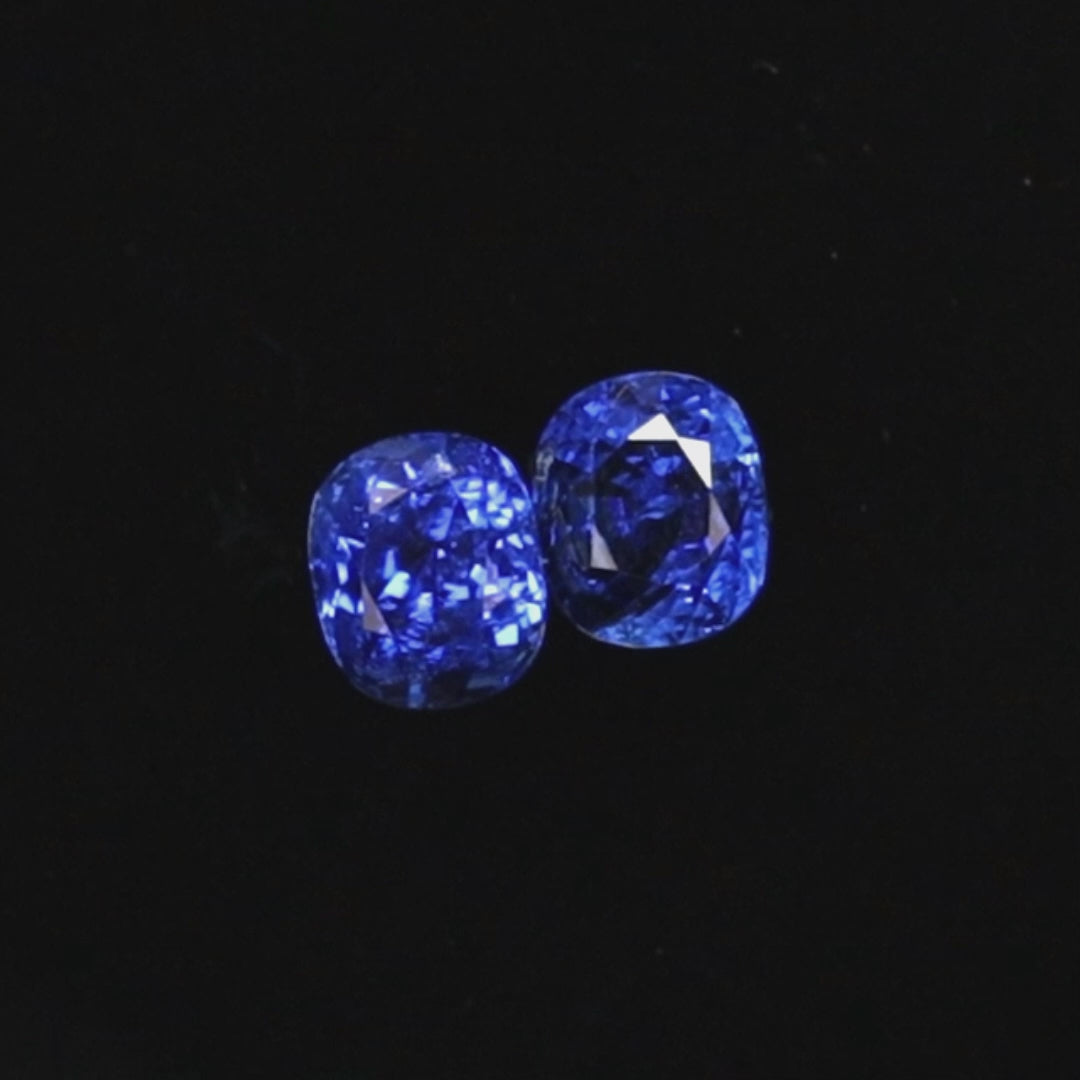 Matched Pair Certified Burma Vivid Blue Sapphire