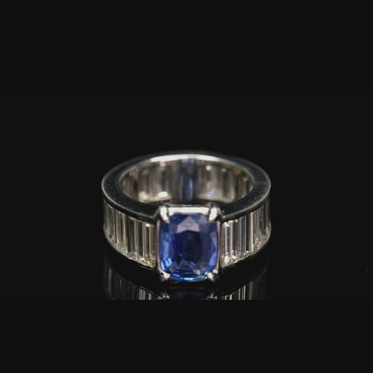 ~1.5ct Kashmir Sapphire Diamond Ring GRS