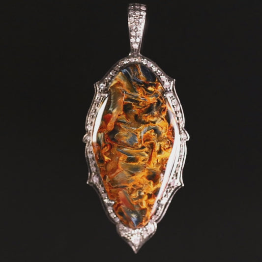 KashmirBlue Pietersite & diamond pendant