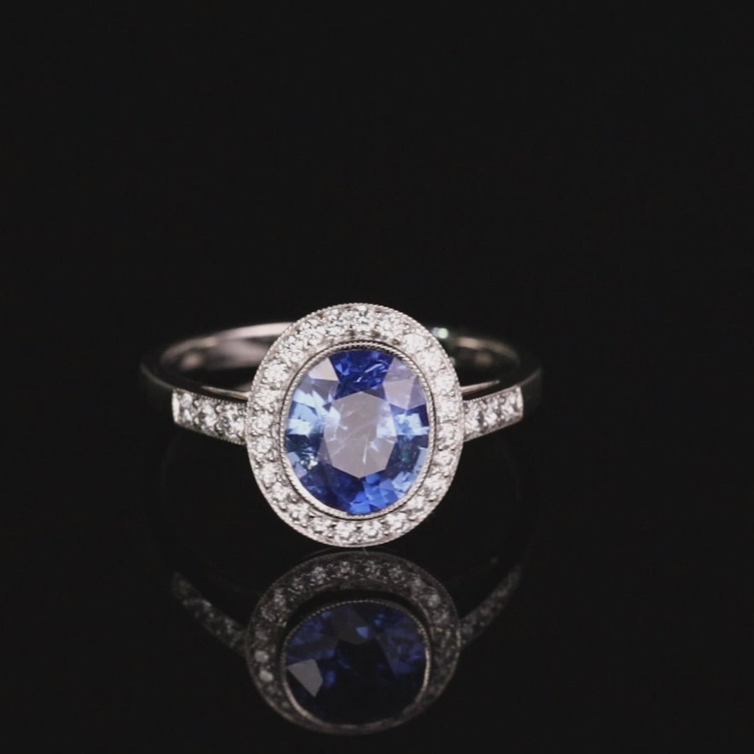 1.5ct Kashmir Blue Sapphire Diamond Ring